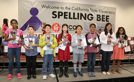 Kids with trophies at California State Elementary Spelling Bee