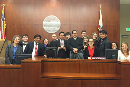 judge and students in courtroom