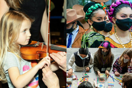 Photo montage showing kids learning the arts