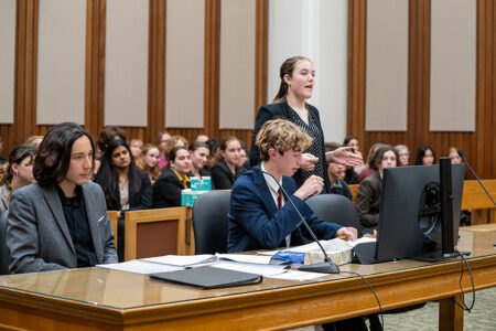 High school students engaging in Mock Trial competition 