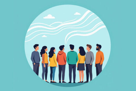 Icon showing a group of people in a clean air environment