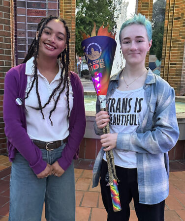 Two LGBTQ+ students pose for a photo